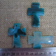 Teal Blue Agate Cross Pendant, Gemstone Cross Pendant